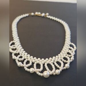 3/$20Tea Party Fancy Scalloped Draped Faux Collar Vintage Pearls